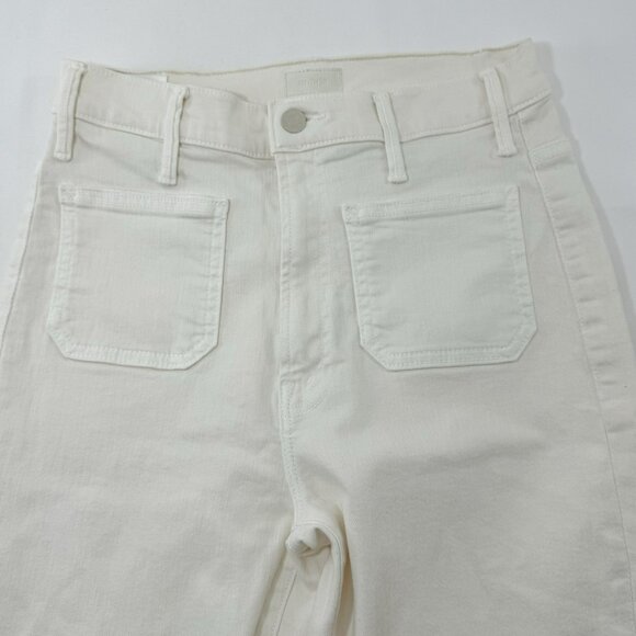 Mother Jeans Bootcut Wide Flared Pants Women Size 28 High Rise Cream Boho Retro - Picture 11 of 12